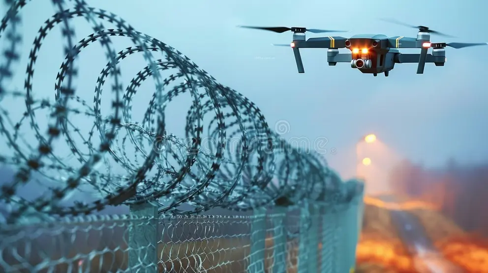 surveillance-drone-flying-over-security-fence-sunset-employing-cuttingedge-tech-border-control-monitoring-barbed-wire-336891741 surveillance-drone-flying-over-security-fence-sunset-employing-cuttingedge-tech-border-control-monitoring-barbed-wire-336891741